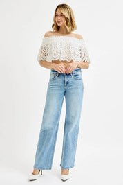 RISEN Full Size Low Rise Ankle Boyfriend Distressed Jeans Plus Size on Simply Obsessed