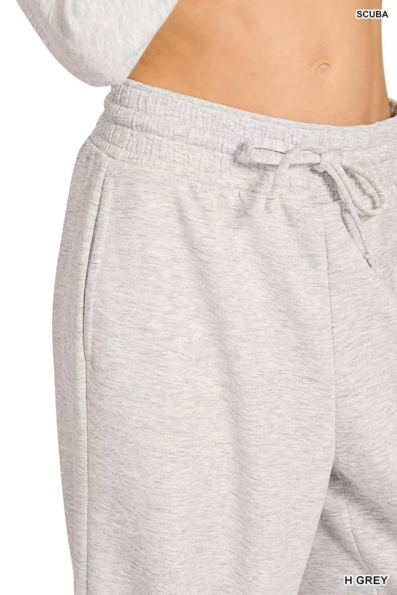 ZENANA Scuba Crewneck Pullover and Pants Set on Simply Obsessed