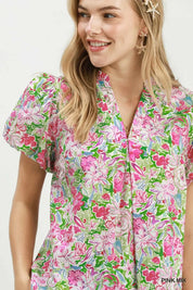 UMGEE Floral Puff Sleeve Blouse on Simply Obsessed