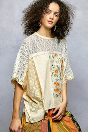 POL Floral Patchwork Lace Accent Blouse on Simply Obsessed