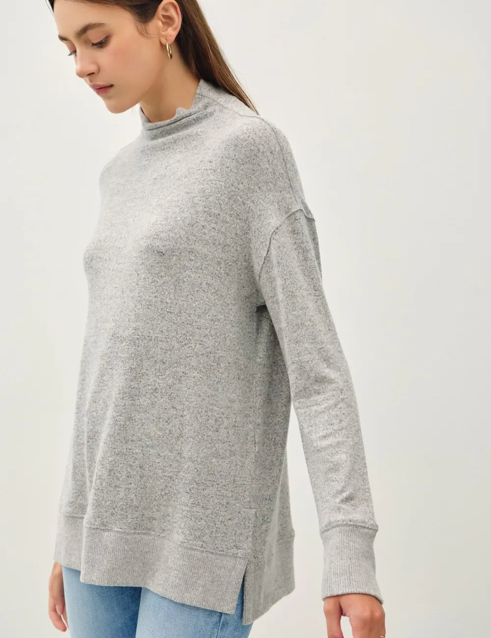 BE COOL Side Slit Mock Neck Long Sleeve Tunic Top. **FALL DEBUT SALE** on Simply Obsessed