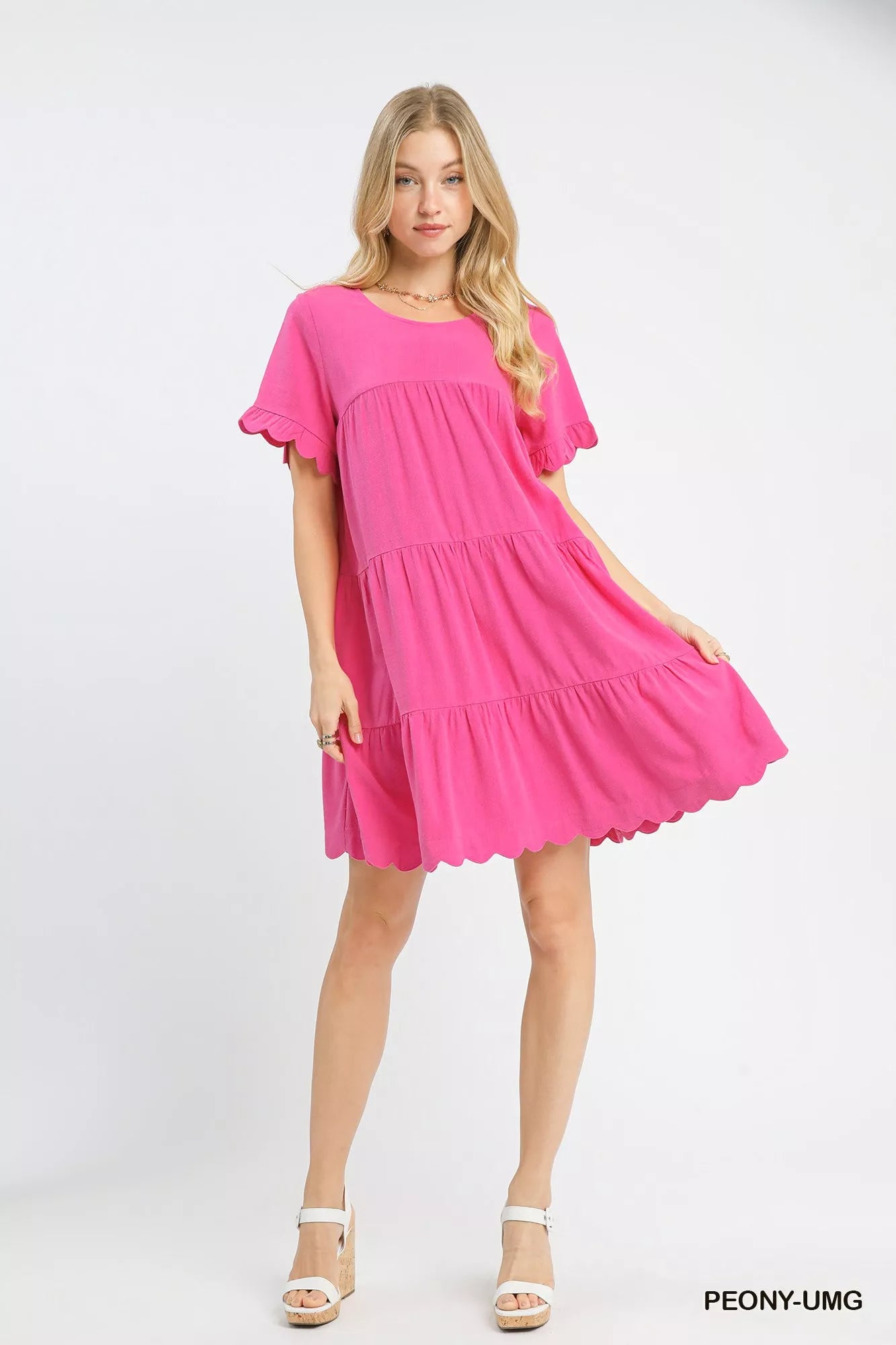 UMGEE Linen Tiered Babydoll Dress with Ruffle Sleeves on Simply Obsessed
