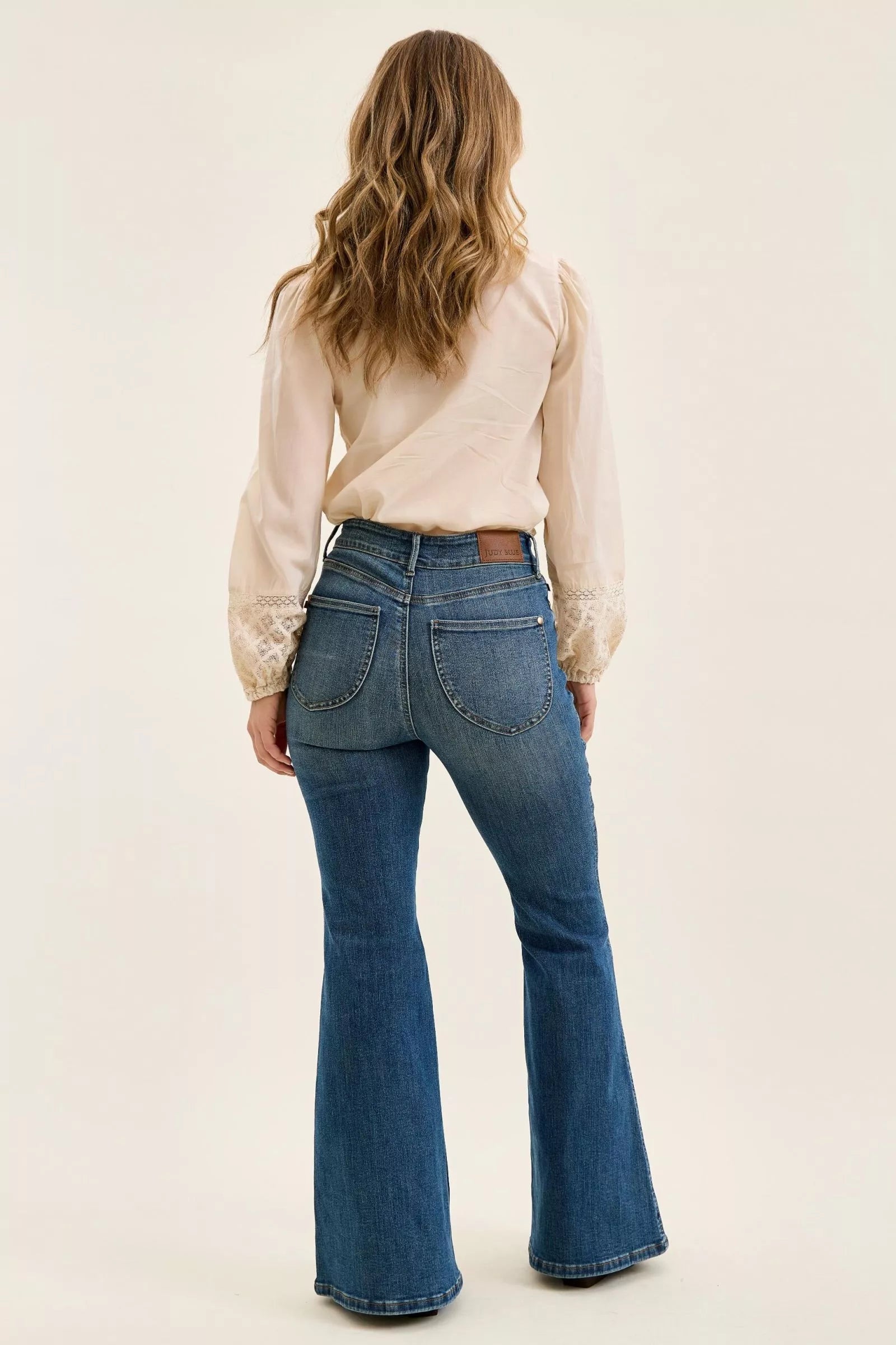 JUDY BLUE High Waist Double Button Tummy Control Flare Jeans on Simply Obsessed