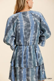 Umgee Tie Dye Ruffled Layered Dress with Elastic Waistband on Simply Obsessed