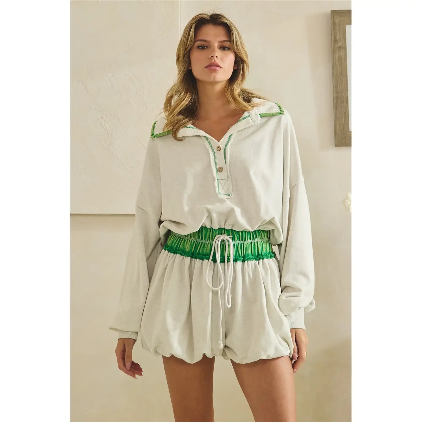 OLI + HALI Washed Henley Romper on Simply Obsessed