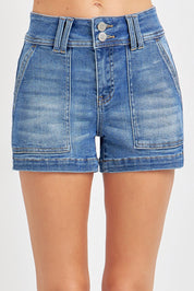RISEN Full Size High Rise Patched Front Pocket Shorts Plus Size **Debut SALE** on Simply Obsessed