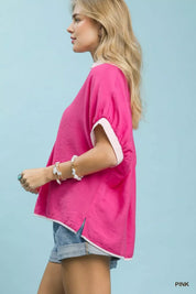 UMGEE Oversized Contrast Stripe Trim Top **DEBUT SALE** on Simply Obsessed