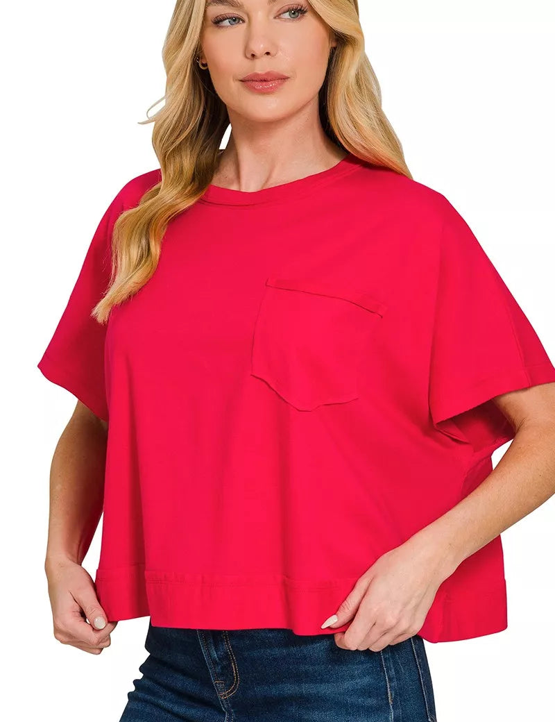 ZENANA Exposed Seam Boxy Top on Simply Obsessed