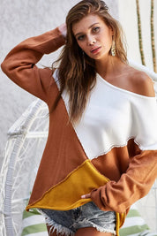 BIBI Color Block Geometric Sweater on Simply Obsessed