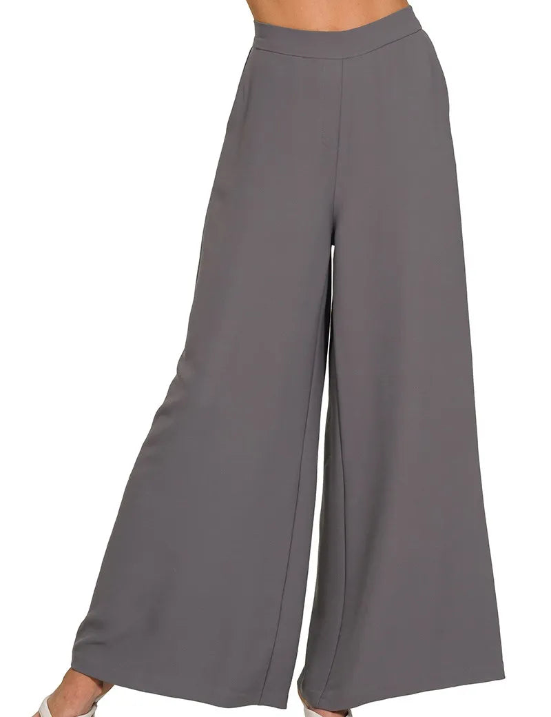 Zenana Relaxed Fit Elastic Waisted Wide Leg Pants on Simply Obsessed