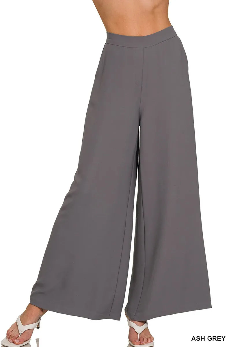 Zenana Relaxed Fit Elastic Waisted Wide Leg Pants on Simply Obsessed