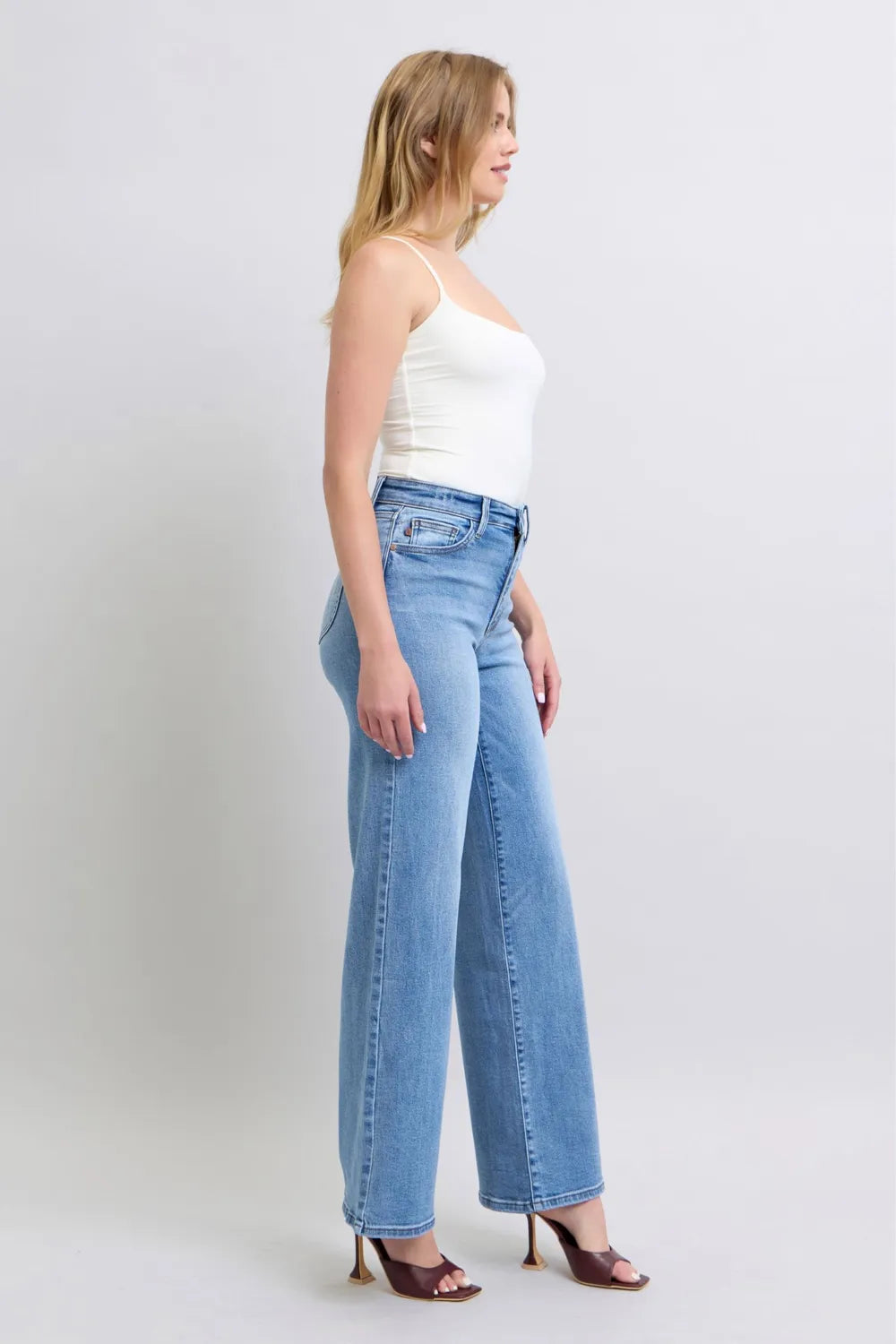 JUDY BLUE Full Size Wide Leg Jeans with Pockets on Simply Obsessed