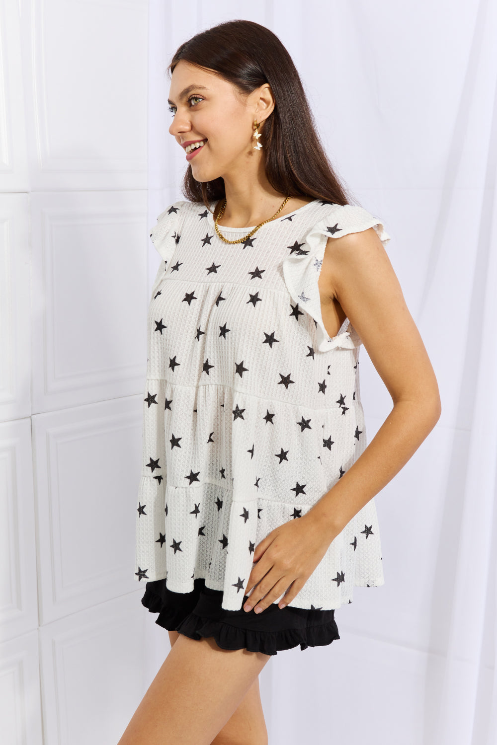 HEIMISH Shine Bright Full Size Butterfly Sleeve Star Print Top on Simply Obsessed