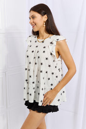 HEIMISH Shine Bright Full Size Butterfly Sleeve Star Print Top on Simply Obsessed