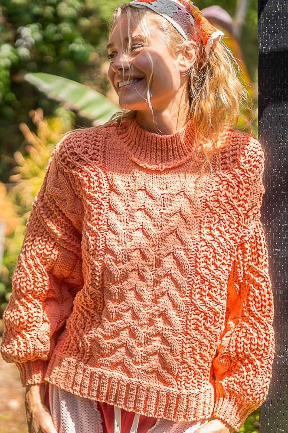 POL Mock Neck Cable Knit Sweater on Simply Obsessed