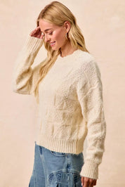 BIBI Checker Board Drop Shoulder Sweater on Simply Obsessed