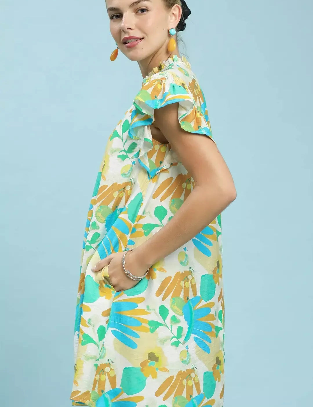 UMGEE Ruffled Botanical Print Mini Dress **DEBUT SALE** on Simply Obsessed