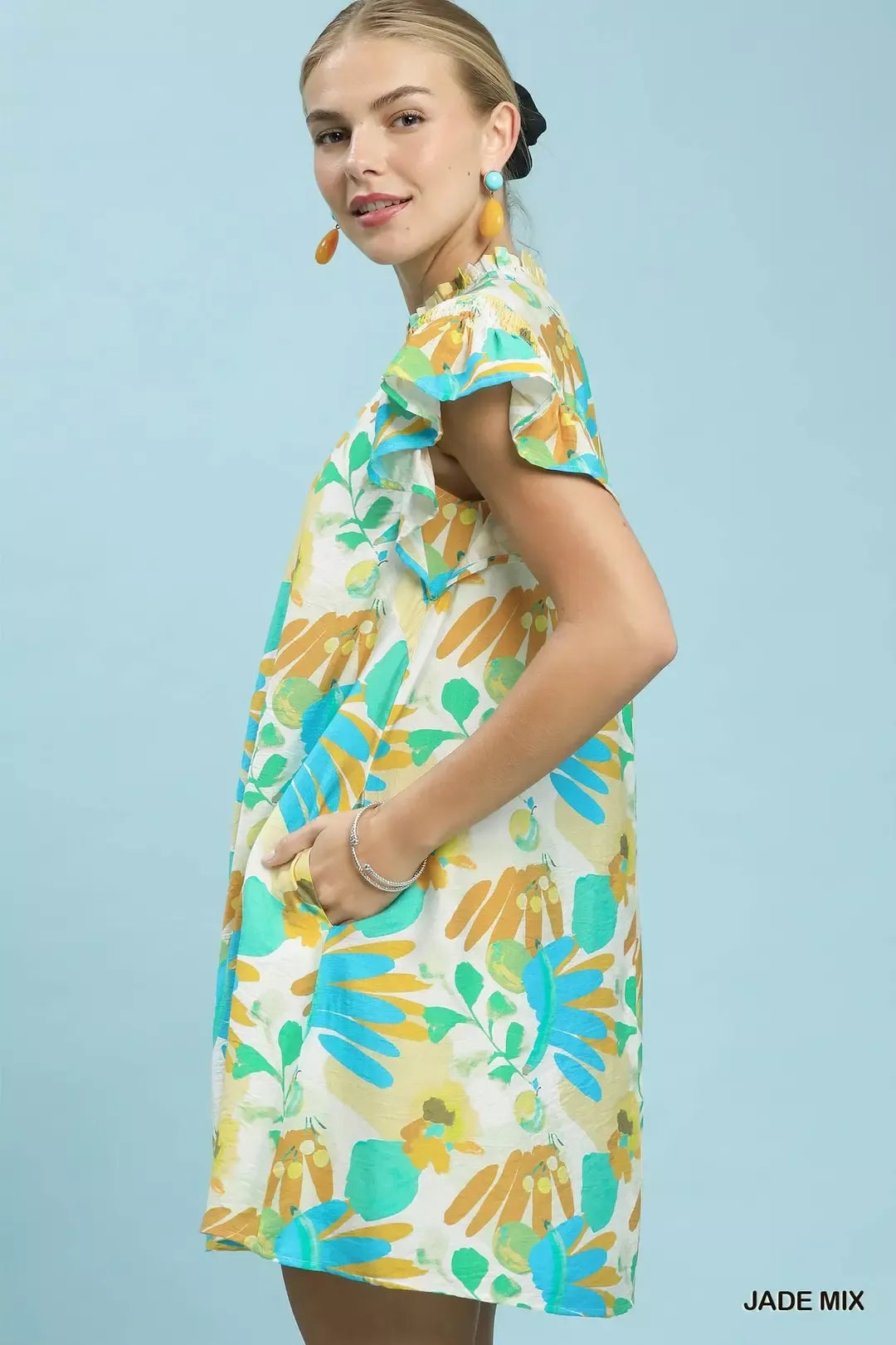 UMGEE Ruffled Botanical Print Mini Dress **DEBUT SALE** on Simply Obsessed