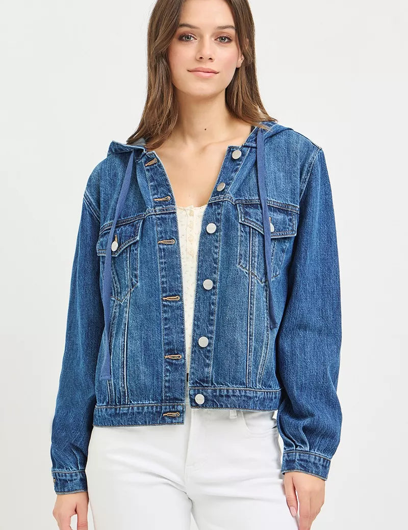 RISEN Basic Denim Jacket with Hoodie on Simply Obsessed