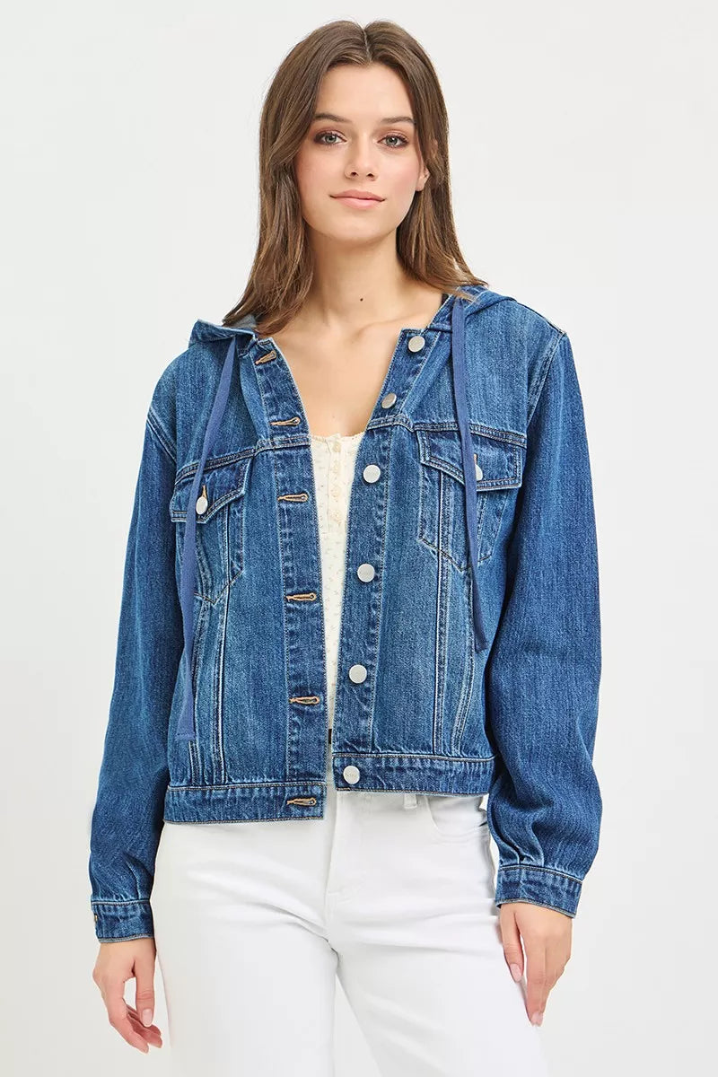 RISEN Basic Denim Jacket with Hoodie on Simply Obsessed