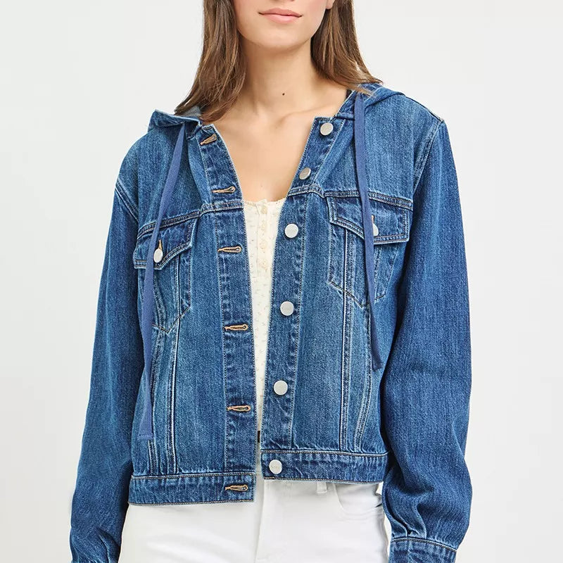 RISEN Basic Denim Jacket with Hoodie on Simply Obsessed