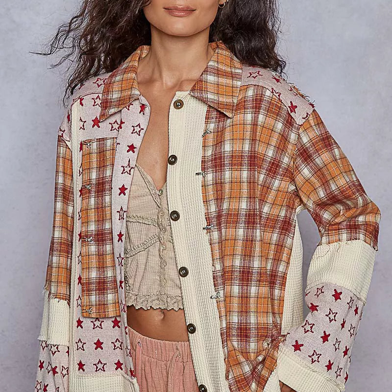 POL Plaid Contrast Button Down Shacket on Simply Obsessed