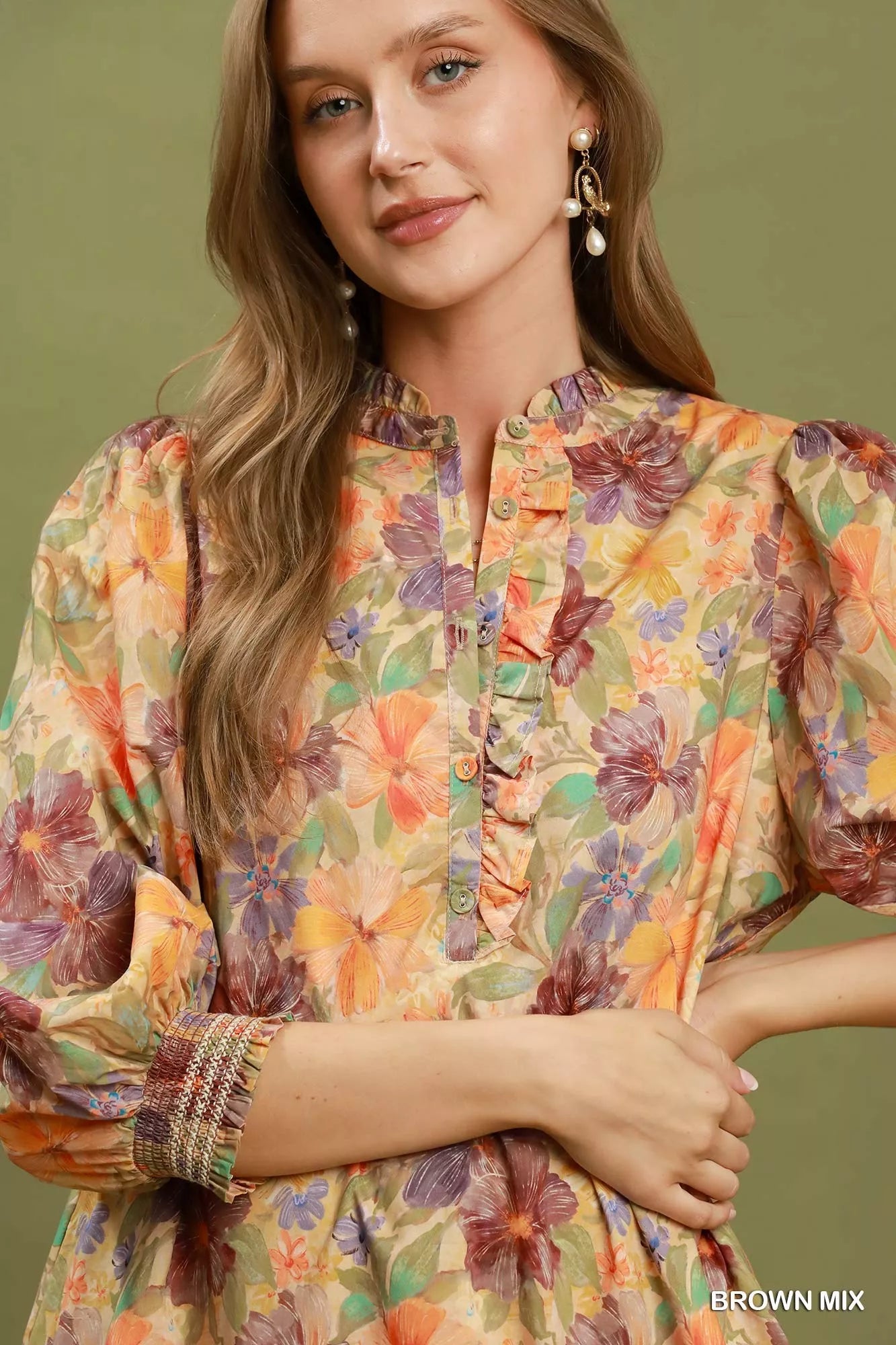 UMGEE Mix Floral Print Smocked Cuff Mini Dress on Simply Obsessed