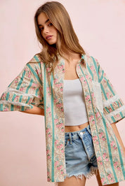 BIBI Eyelet Lace And Floral Mix And Match Shirt Top on Simply Obsessed