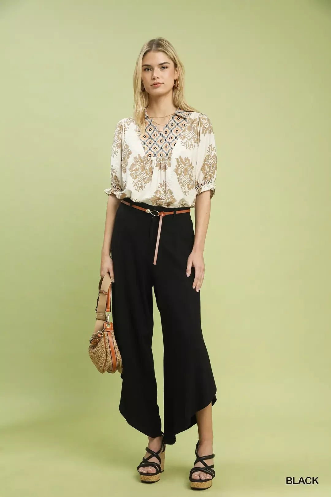 UMGEE Flowy Asymmetrical Hem Wide Leg Pants on Simply Obsessed