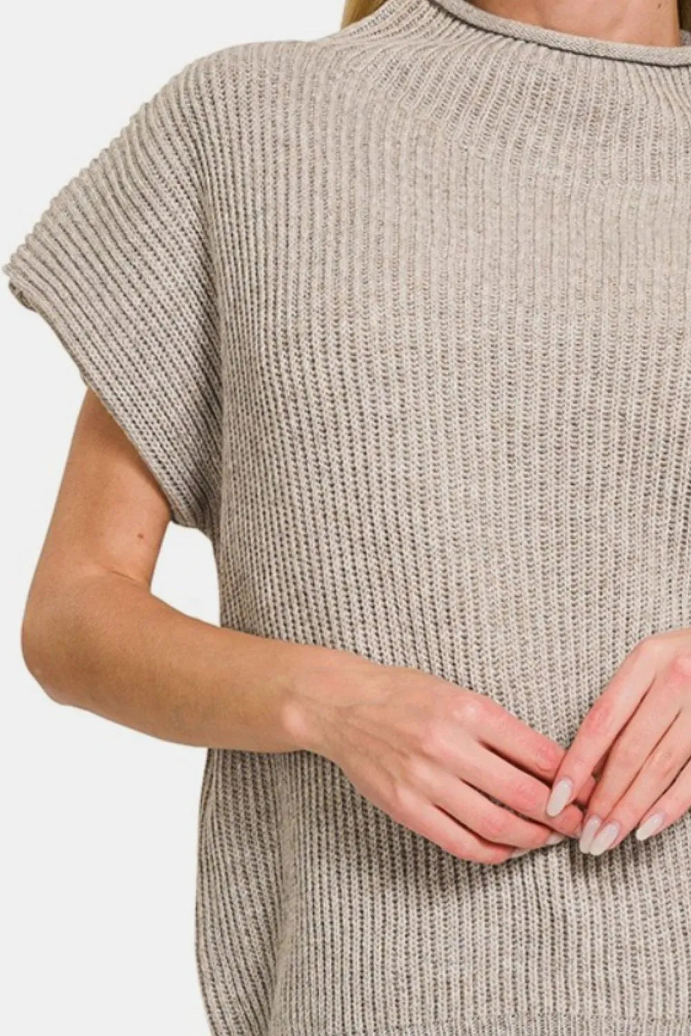 Zenana Short Sleeve Mock Neck Sweater on Simply Obsessed