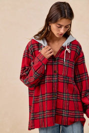 BIBI Brushed Plaid Hooded Jacket on Simply Obsessed