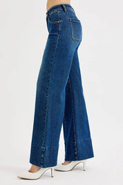 RISEN Full Size Tummy Control Mid Rise Ankle Wide Flare Jeans Plus Size on Simply Obsessed