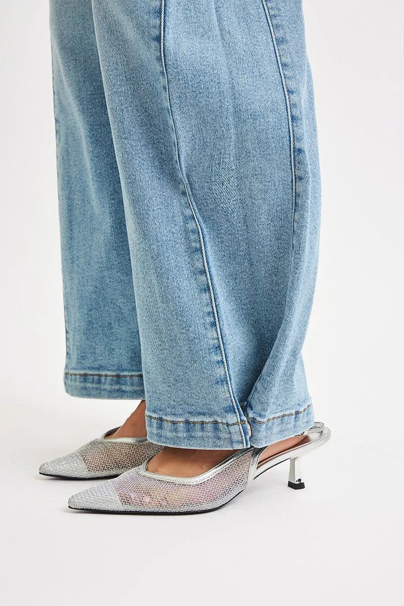 RISEN Mid Rise Wide Barrel Transferable Leg Snap Jeans on Simply Obsessed
