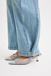 RISEN Mid Rise Wide Barrel Transferable Leg Snap Jeans on Simply Obsessed