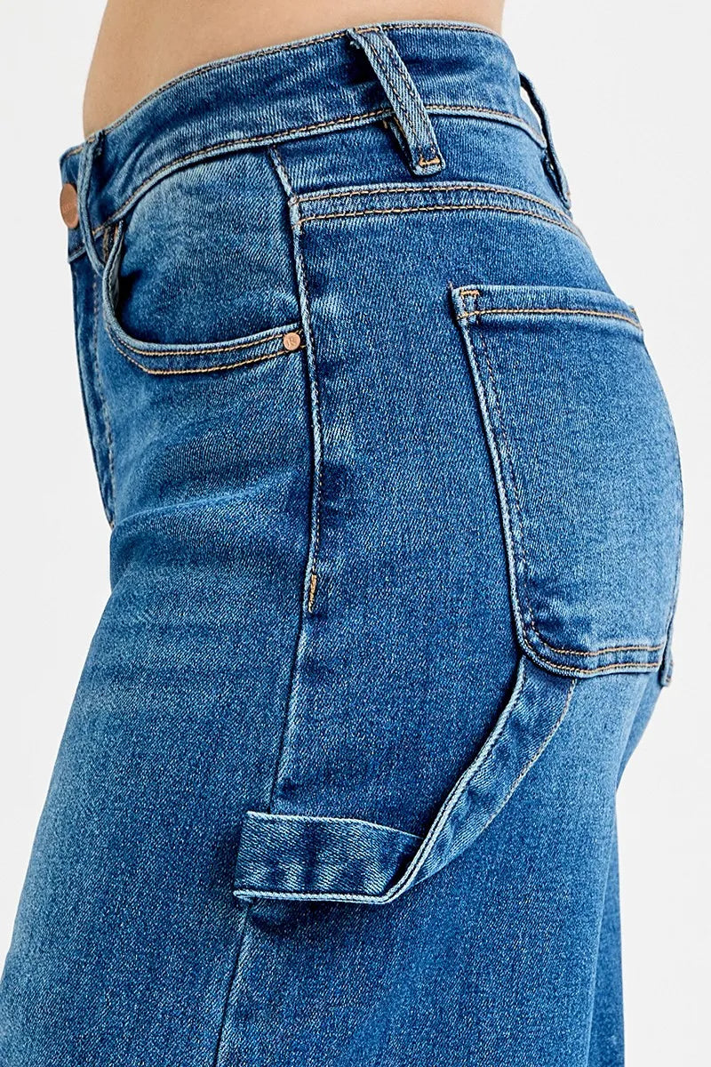 RISEN Full Size High Rise Wide Leg Patch Detailed Jeans Plus Size on Simply Obsessed