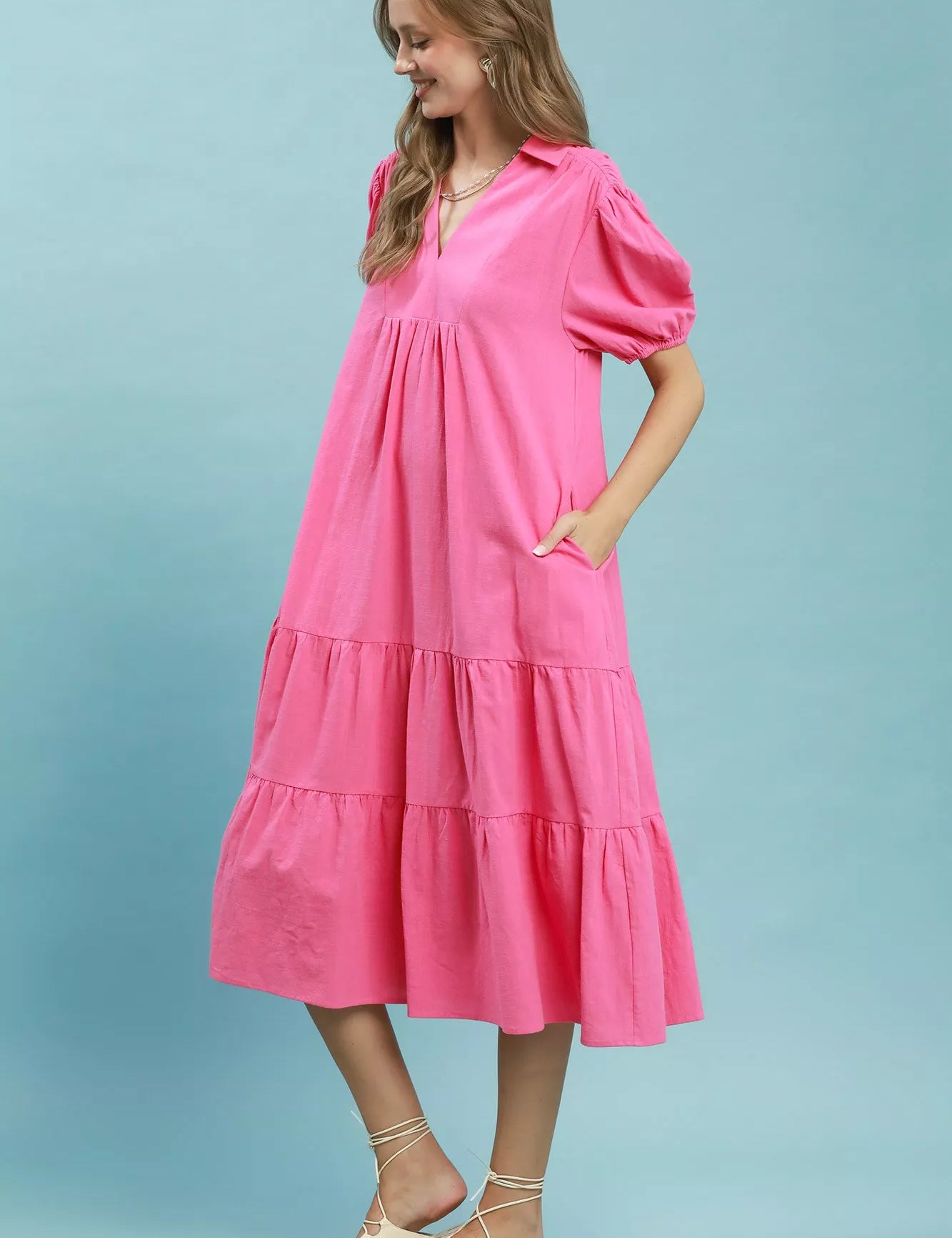 UMGEE Solid Tiered Midi Dress on Simply Obsessed