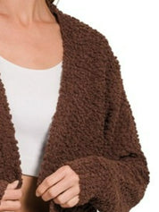ZENANA Long Sleeve Popcorn Sweater Cardigan with Pockets on Simply Obsessed