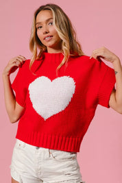 BIBI Rib Banded Heart Pattern Valentines Sweater on Simply Obsessed