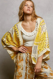 POL Open Front Crochet Cardigan with Scalloped Edge on Simply Obsessed