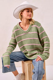 BIBI Striped Long Sleeve Sweater on Simply Obsessed
