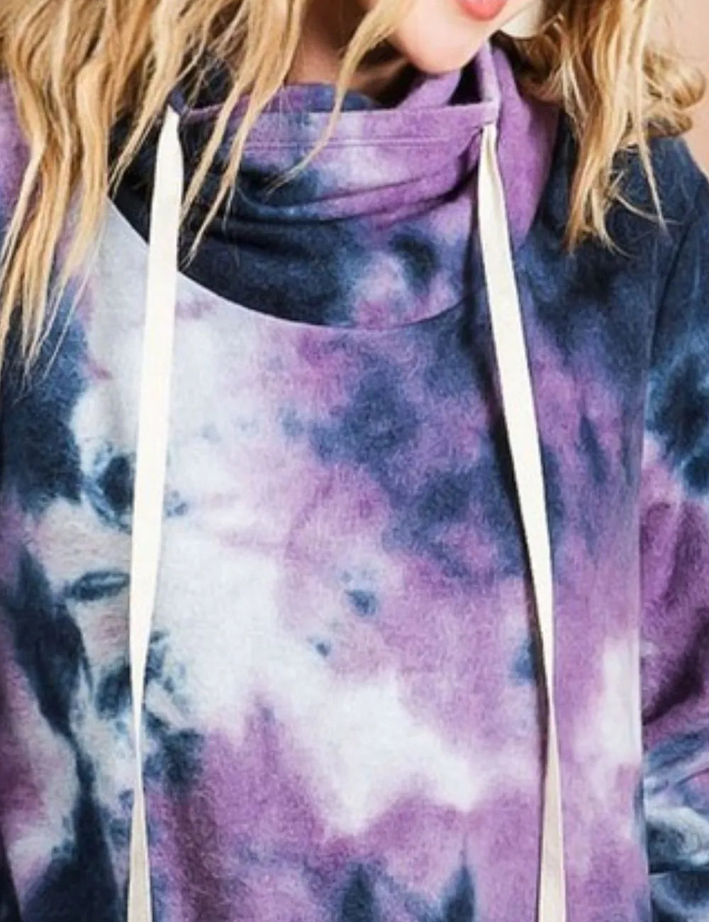 BIBI Brushed Tie Dye Overlapped Turtle Neck Sweatshirt on Simply Obsessed
