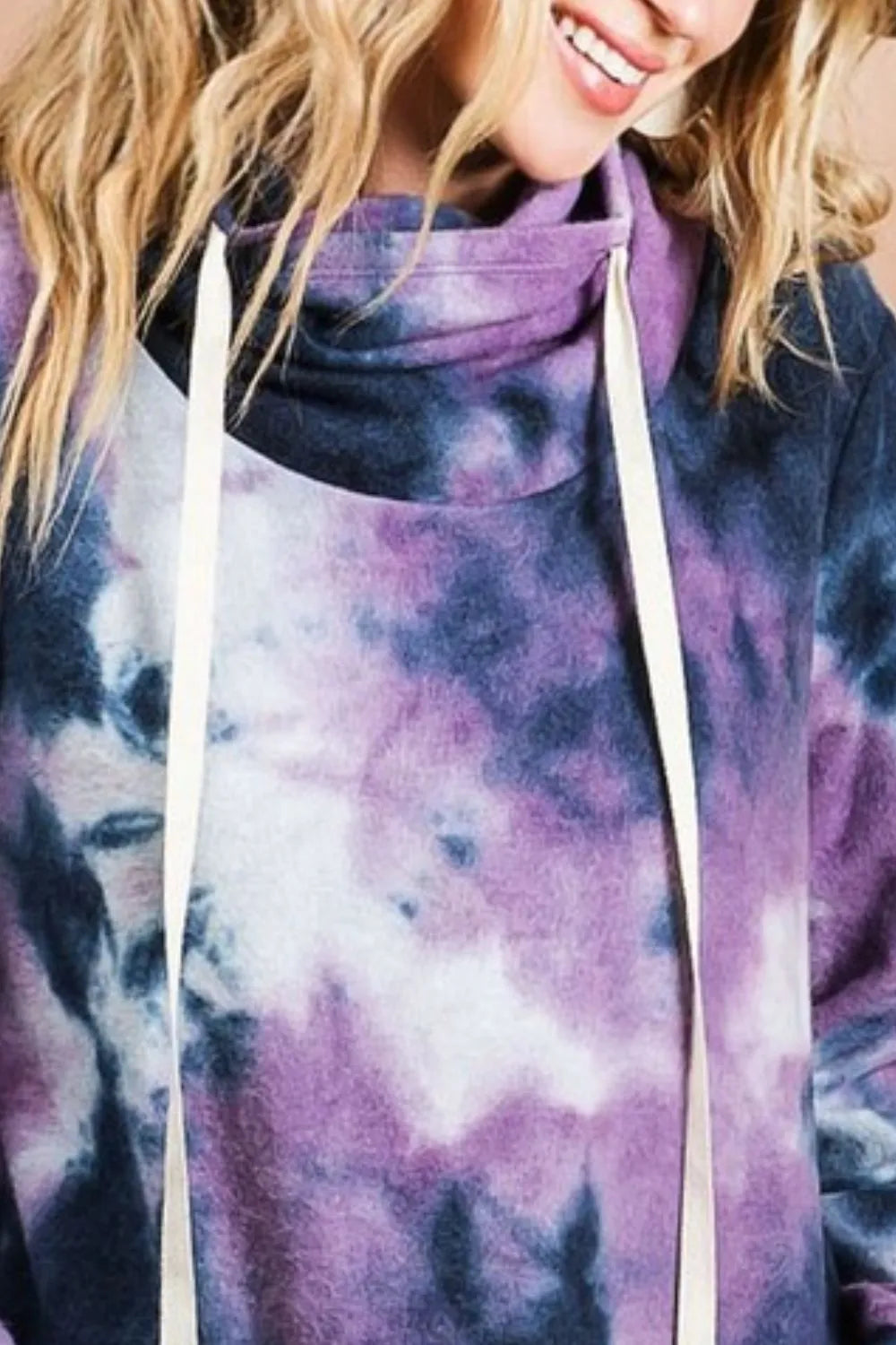 BIBI Brushed Tie Dye Overlapped Turtle Neck Sweatshirt on Simply Obsessed