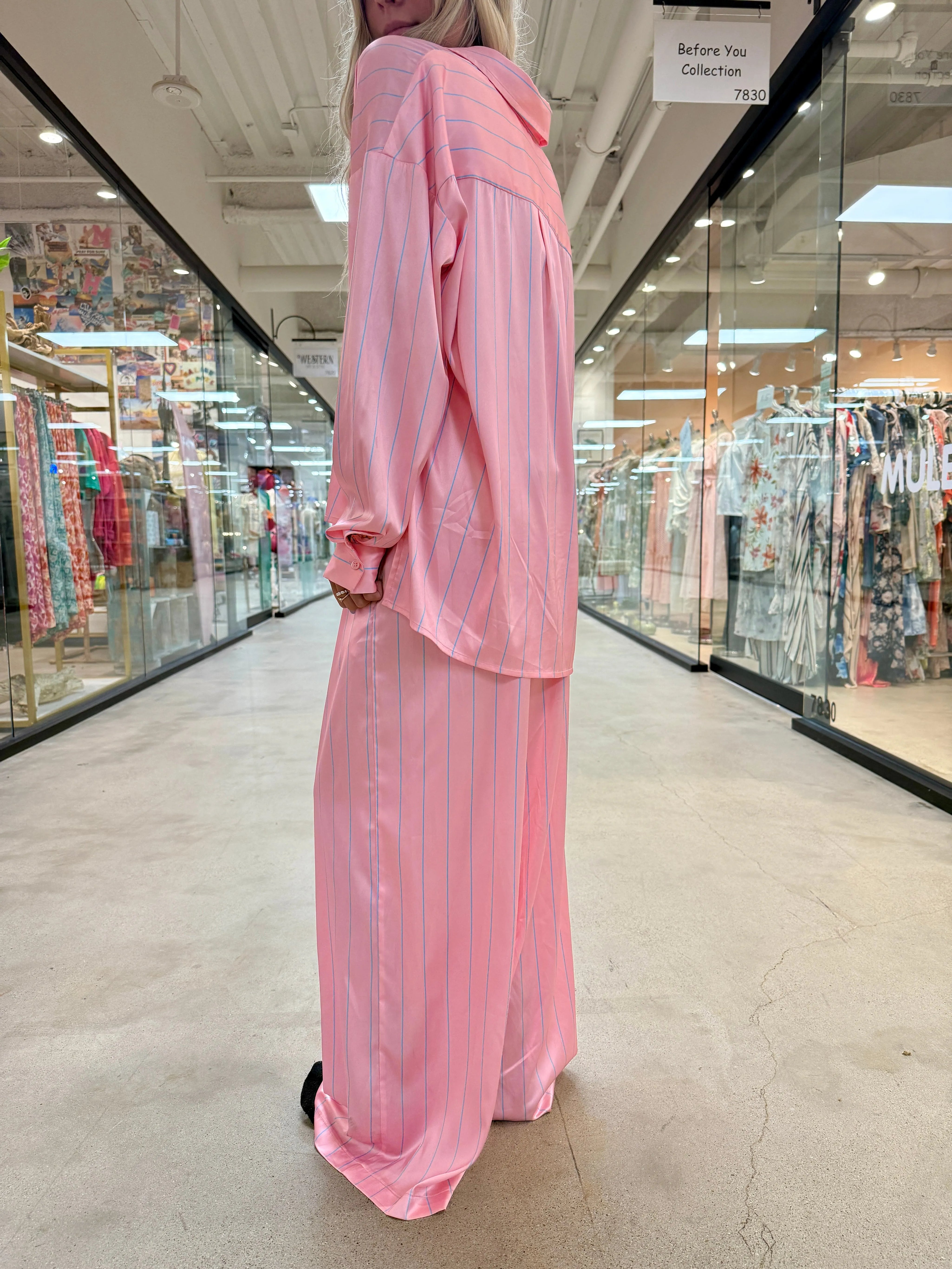 FANTASTIC FAWN Silky Striped PJ Pant Set on Simply Obsessed