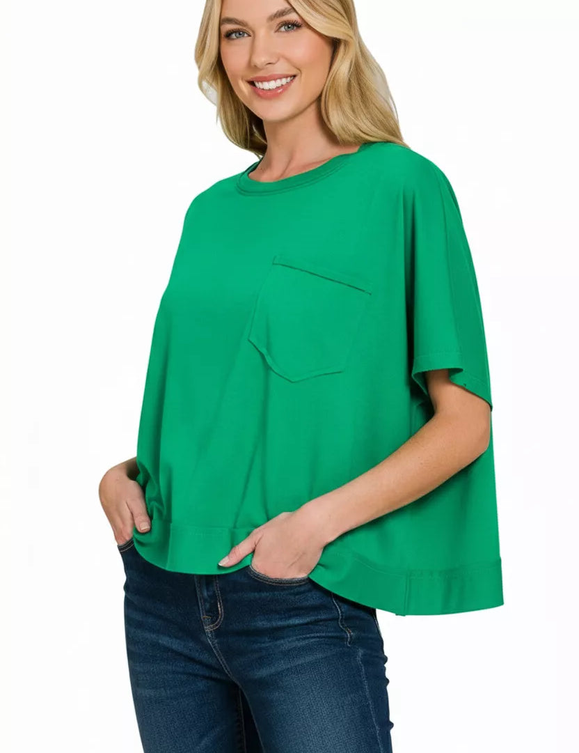 ZENANA Exposed Seam Boxy Top on Simply Obsessed