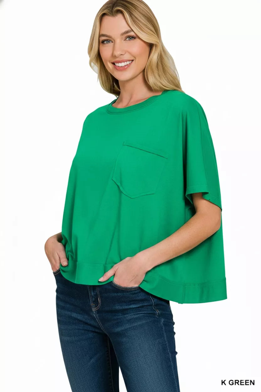 ZENANA Exposed Seam Boxy Top on Simply Obsessed
