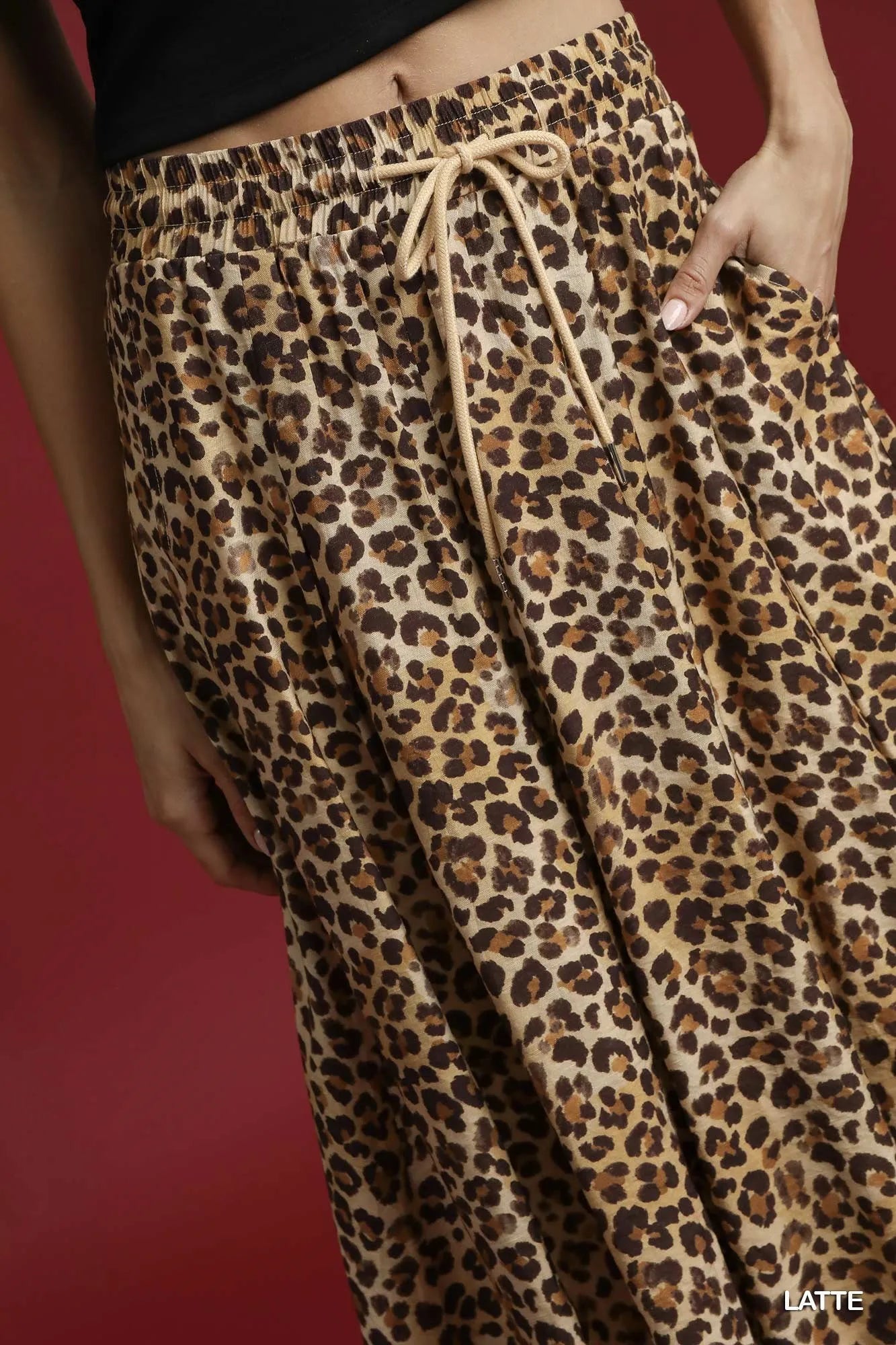 Umgee Drawstring Leopard Midi Skirt on Simply Obsessed