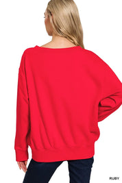 Zenana Fleece Boat Neck Sweatshirt on Simply Obsessed