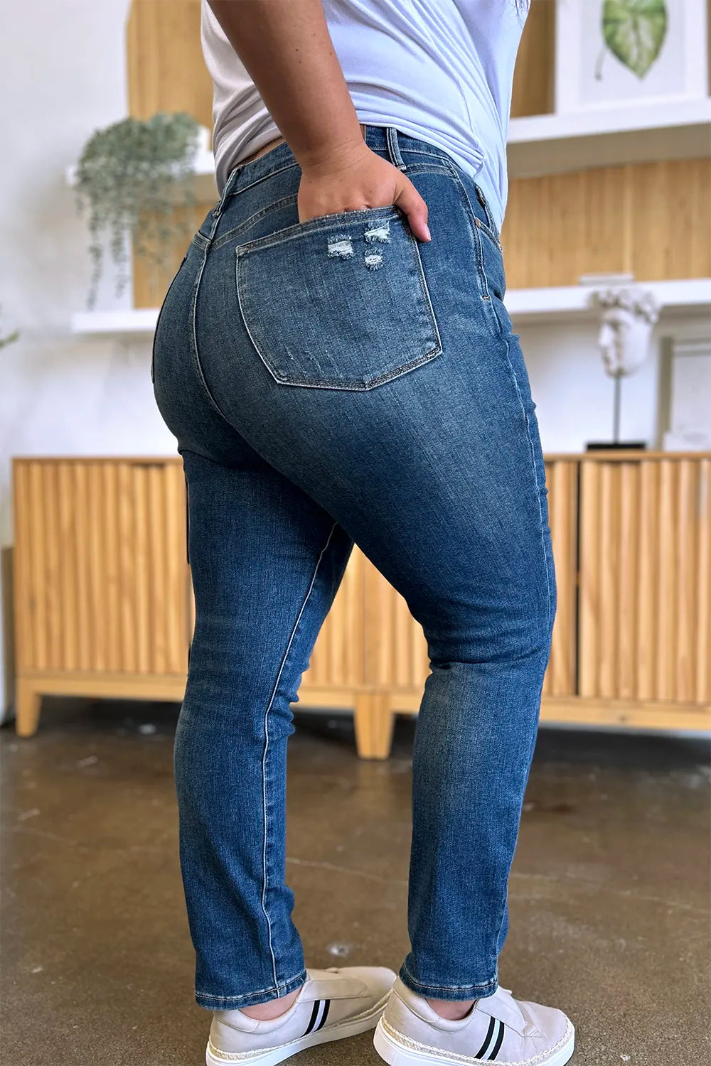 JUDY BLUE Full Size Tummy Control High Waist Slim Jeans on Simply Obsessed