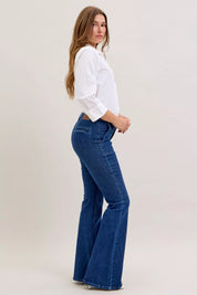 Judy Blue High Waist Flare Jeans with Front Patch Pockets on Simply Obsessed