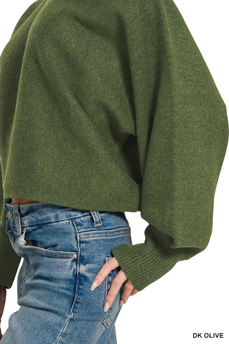ZENANA Boat Neck Balloon Sleeve Sweater on Simply Obsessed